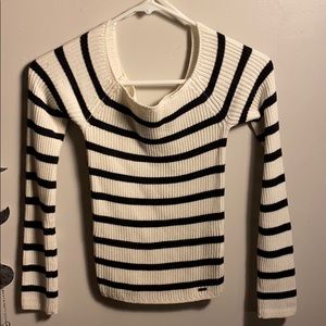 Off the shoulder, striped sweater